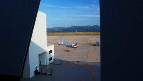 Timelapse-of-the-apron-at-the-Castellon-airport,-Spain