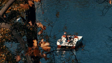 Prague,-October-28,-2019---Padle-boat-in-prague-autumn-light