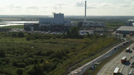 Wide-aerial-dolly-establishing-shot-of-K3-Kemsley-Power-Station-under-construction-in-the-UK