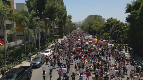 4k-luftaufnahmen-Von-Protesten-Gegen-Schwarze-Leben-In-Los-Angeles,-Kalifornien,-Usa