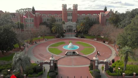 Aerial-Shot-of-the-Westcott-Building-at-FSU-in-Tallahassee,-Florida-USA