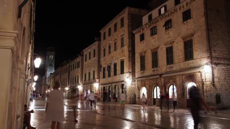 An-evening-time-lapse-of-the-main-street-that-runs-down-Drubrovnik-in-Croatia