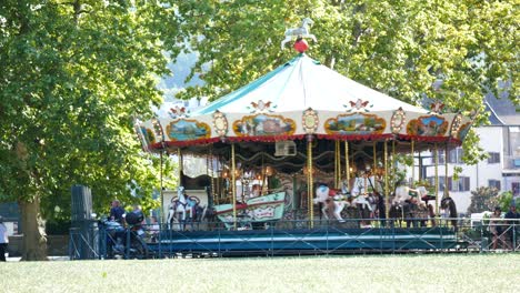 Locked-shot-of-a-Very-fast-carrousel-in-Annecy,-France