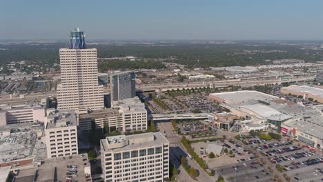 Aerial-of-the-Memorial-City-Mall-area-in-Houston,-Texas