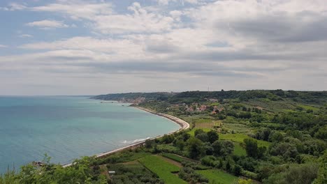 Panoramic-view-of-Trabocchi-coast-or-Costa-dei-Trabocchi-on-summer-day,-Italy