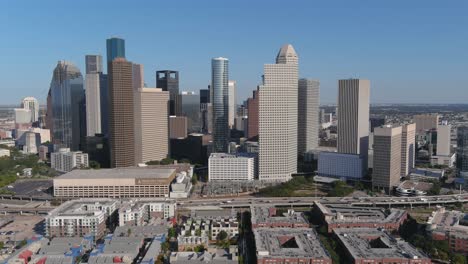 Drone-view-of-downtown-Houston-skyline