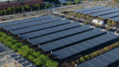 Lincoln-Financial-Field-Solar-and-Wind,-Solar-panels-as-the-cover-of-Lincoln-Financial-Field-Parking,-Renewable-energy-concept