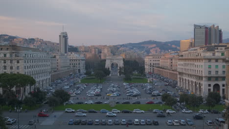 Genoa-Piazza-Della-Vittoria-city-square-and-Arco-Della-Vittoria-Victory-Triumph-Arch