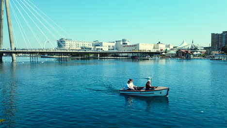 Southport-Marine-Lake,England-Marina-and-boats-powered-and-paddling-boat-also-speedboat