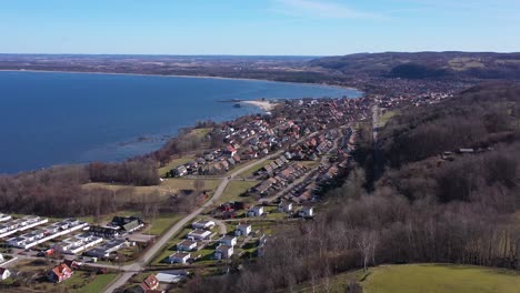 Aerial-footage-over-Båstad-in-southern-Sweden,-Skåne