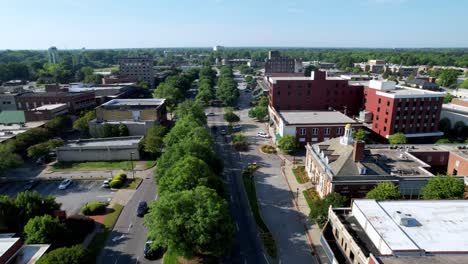 Low-flying-shot-over-downtown-Greenwood-SC