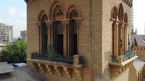 Aerial-View-Of-Central-Tower-Balcony-Of-Empress-Market-In-Saddar-Town,-Pakistan