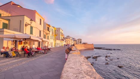 Time-lapse-on-the-coast-of-Alghero-in-Italy
