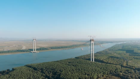 Panorama-Of-The-Braila-Tulcea-Suspension-Bridge-Over-Danube-River-In-Romania