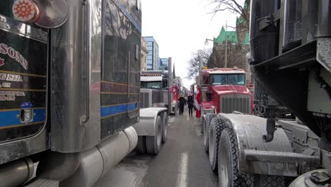“Freedom-convoy”-truckers-protest-in-Ottawa,-Ontario,-Canada-on-February-3rd-2022