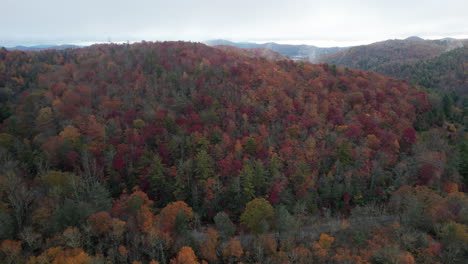 Filmische-Drohnenaufnahmen-Der-Herbstfarben-In-Den-Blue-Ridge-Mountains