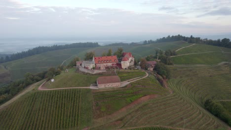 Aerial-view-of-Staufenberg-Castle,-Durbach,-Germany