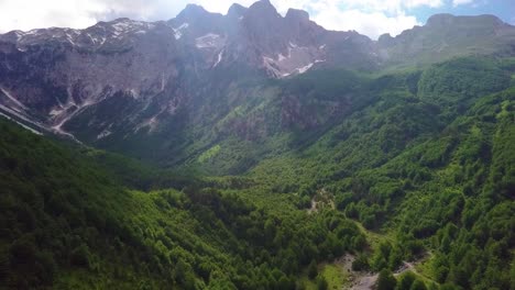 Incredible-mountains-and-valleys-in-Valbona-Kukes,-the-Albanian-Alps-of-Eastern-Europe