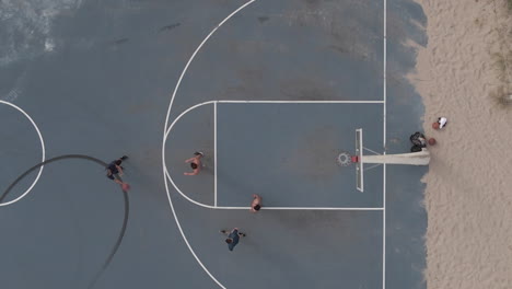 Top-down-view:-Two-on-two-basketball-on-Fort-Lauderdale-Central-Beach