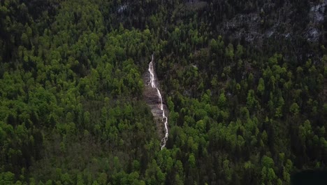 Waterfall-next-to-Konigsee-in-Germany-by-drone