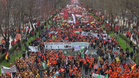 Los-Manifestantes-Se-Reúnen-Durante-Una-Manifestación-Organizada-Por-Sindicatos-De-Agricultores-Y-Federaciones-De-Caza-Que-Exigen-&quot;un-Futuro-Para-El-Campo&quot;-En-Madrid,-España.