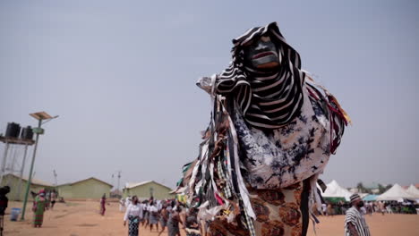 Elaborate-dance-and-costume-from-the-Tiv-tribe-in-Abuja,-Nigeria-performing-at-a-festival