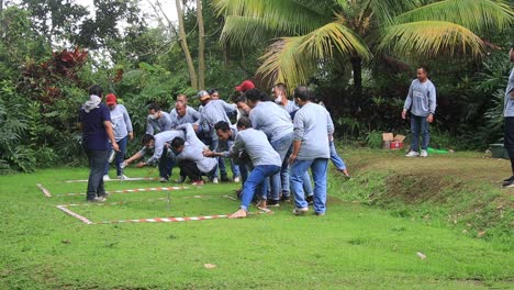 Group-of-people-playing-together-at-the-playground,-Salatiga,-Indonesia,-December-11,-2021