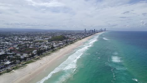 Gold-Coast-Beach---Sandy-Stretch-Of-Shoreline-With-Developed-Beachfront-In-Queensland,-Australia