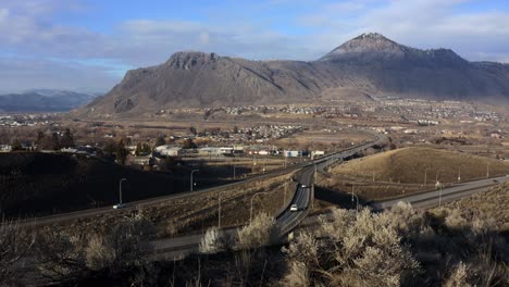 Magnificent-Kamloops:-Aerial-Shots-of-the-Highway-Intersection-and-Mount-Paul