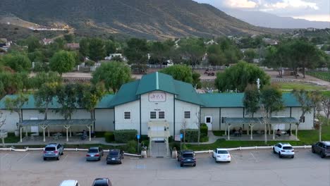 Aerial-View-of-Aqua-Dulce-Winery-Building-in-Santa-Clarita,-Los-Angeles-CA-USA,-Establishing-Drone-Shot