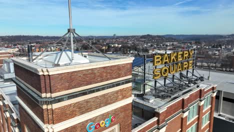 Google-and-Bakery-Square-signs-in-Pittsburgh,-Pennsylvania