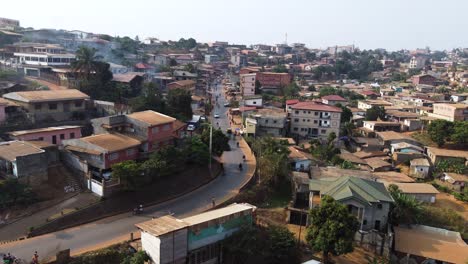 Busy-Street-in-Residential-Neighborhood-of-Yaounde,-Cameroon