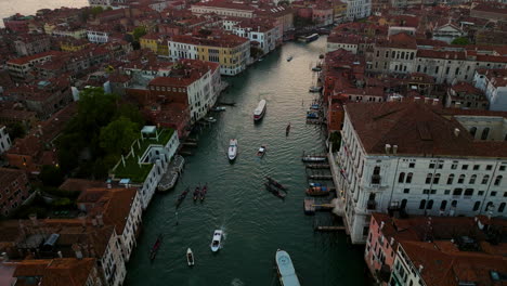 Venice-City-Skyline-And-Grand-Canal-In-Italy---aerial-drone-shot