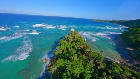 Scenic-Surroundings-Of-Playa-El-Breton-In-Dominican-Republic---aerial-FPV