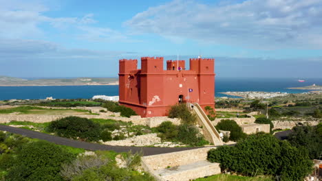 Vista-Panorámica-Del-Fuerte-Santa-Agatha-En-Un-Día-Soleado-En-Melleħa,-Malta