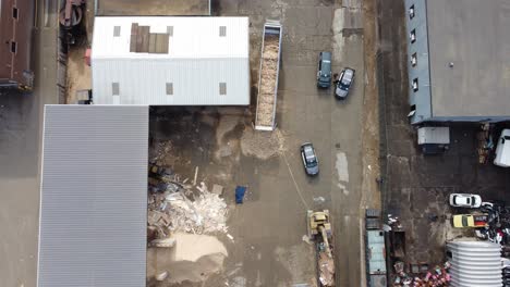 Aerial-footage-of-a-recycling-facility-after-a-lethal-industrial-accident,-as-police-investigate-the-scene