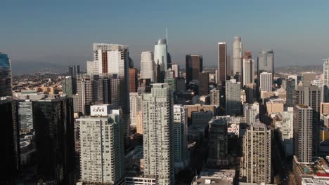 Scenic-Panorama-of-LA-Downtown-Skyscrapers,-Famous-American-Skyline-view-from-Above