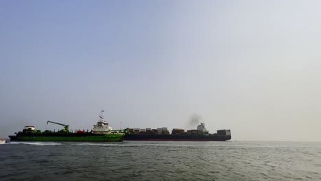 A-shot-of-a-ship-filled-with-containers-in-the-Arabian-sea