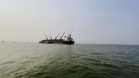 A-side-angle-shot-of-a-large-ship-anchored-in-the-Arabian-sea