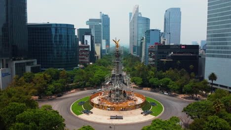 Mexico-City,---June-25,-2022:-Aerial-view-of-Angel-of-Independence-monument-on-Paseo-de-la-Reforma-Avenue