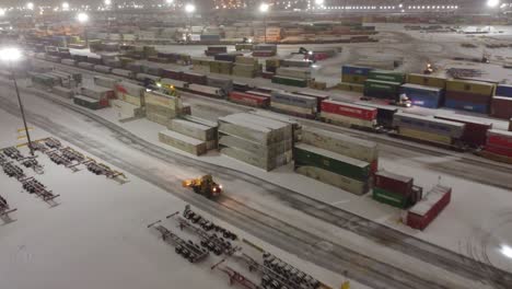 Aerial-view-of-the-trucks-unloading-at-the-logistic-center