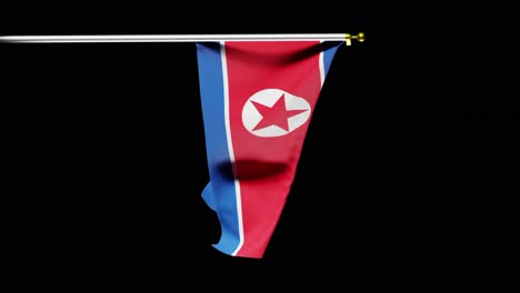 Bandera-De-Corea-Del-Norte-Ondeando-Contra-Fondo-Negro