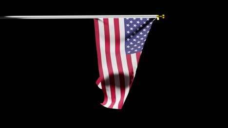 Flatternde-Flagge-Der-Vereinigten-Staaten-Von-Amerika-Auf-Schwarzem-Hintergrund