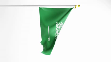 Ondeando-La-Bandera-De-Arabia-Saudita-Contra-El-Fondo-Blanco.