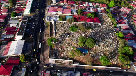 Drone-tilt-up-view-of-Panama-City-from-over-Juan-Diaz-neighborhood