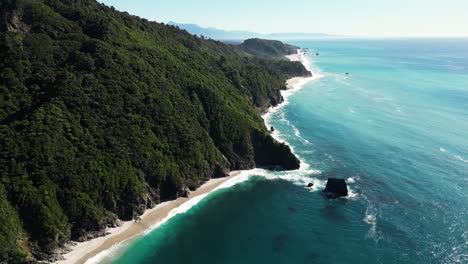 West-coast-of-New-Zealand,-high-altitude-drone-view