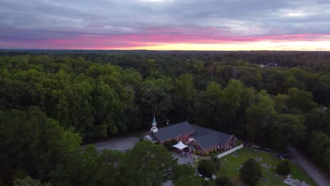 A-drone-dolly-at-sunset-in-Rural-South-Carolina