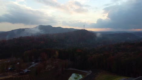A-drone-shot-of-the-mountains-at-sunset-in-Sunset-South-Carolina