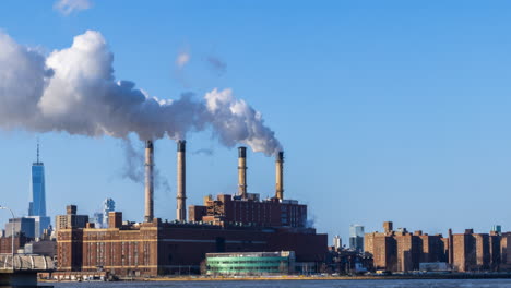 Timelapse-of-the-smoke-stacks-at-Consolidated-Edison-on-a-sunny-winter-morning