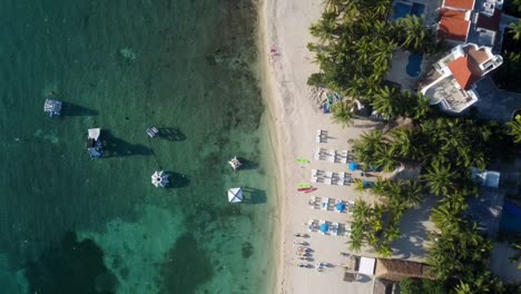 aerial-view-of-cozumel-beach-with-inflatable-games